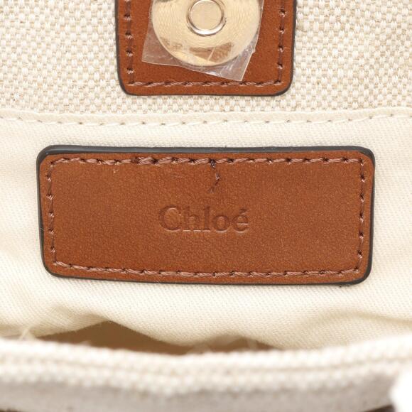 Chloe Tote Bag Canvas Leather Beige Tan Brown - Picture 4 of 6